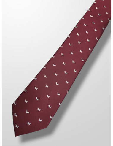 Corbata burdeos con perritos