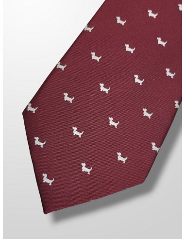 Corbata burdeos con perritos