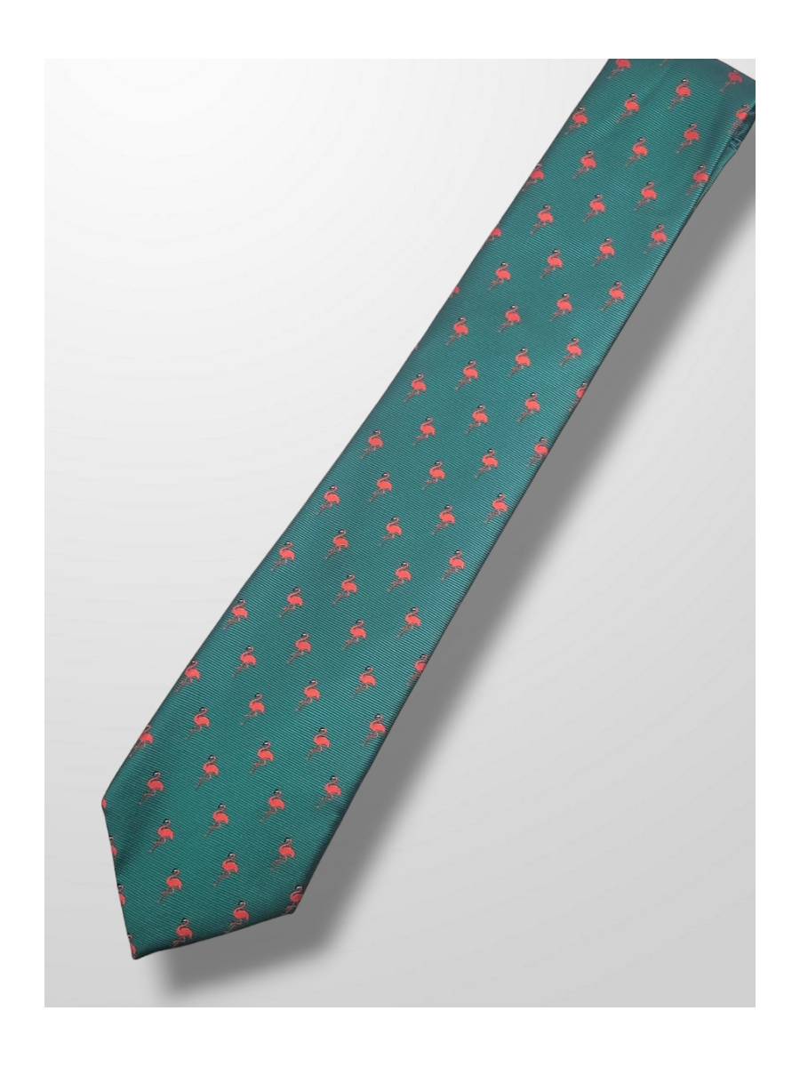 Corbata verde con flamencos 2
