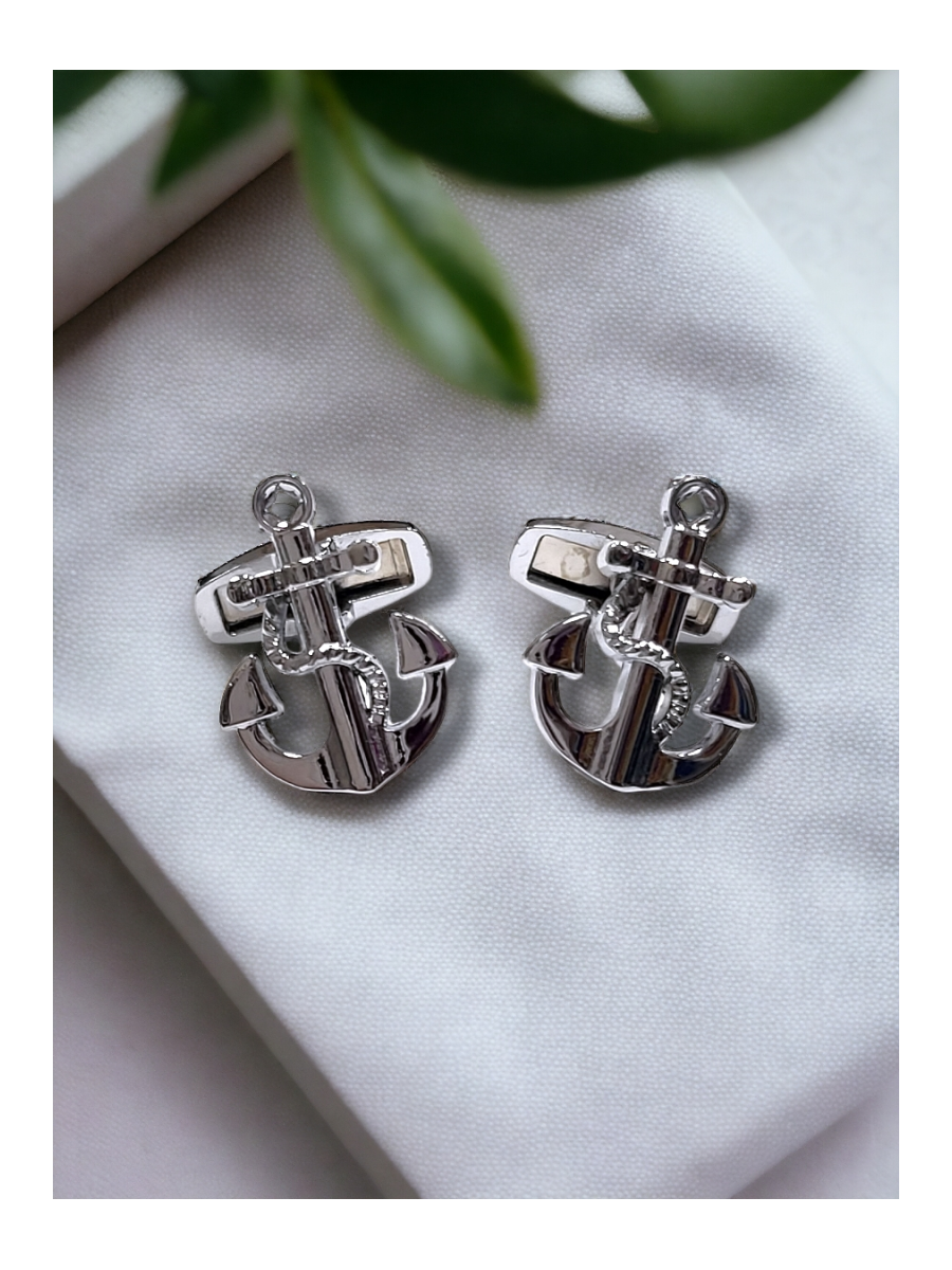 Gemelos anclas plateado