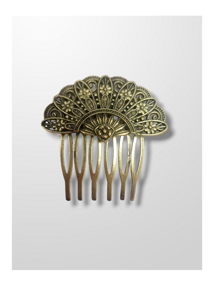 Peinecillo bronce abanico flores