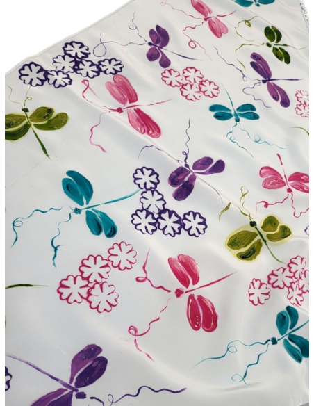 Mantoncillo pintado celeste con Libélulas