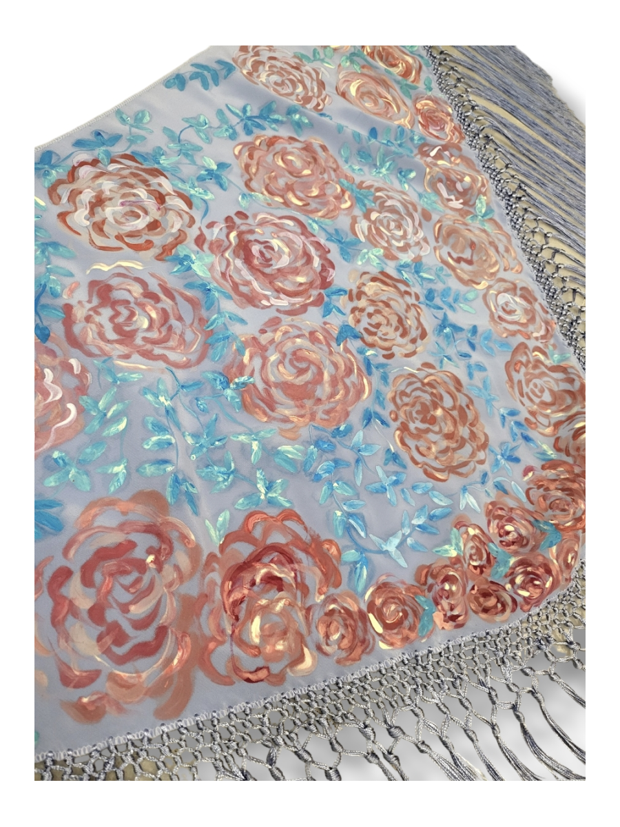 Mantoncillo pintado lavanda con rosas
