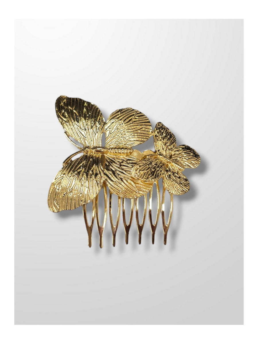 Peinecillo dorado dos mariposas nuevo