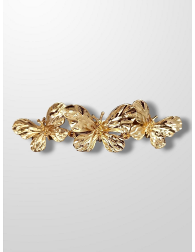 Broche dorado tres mariposas